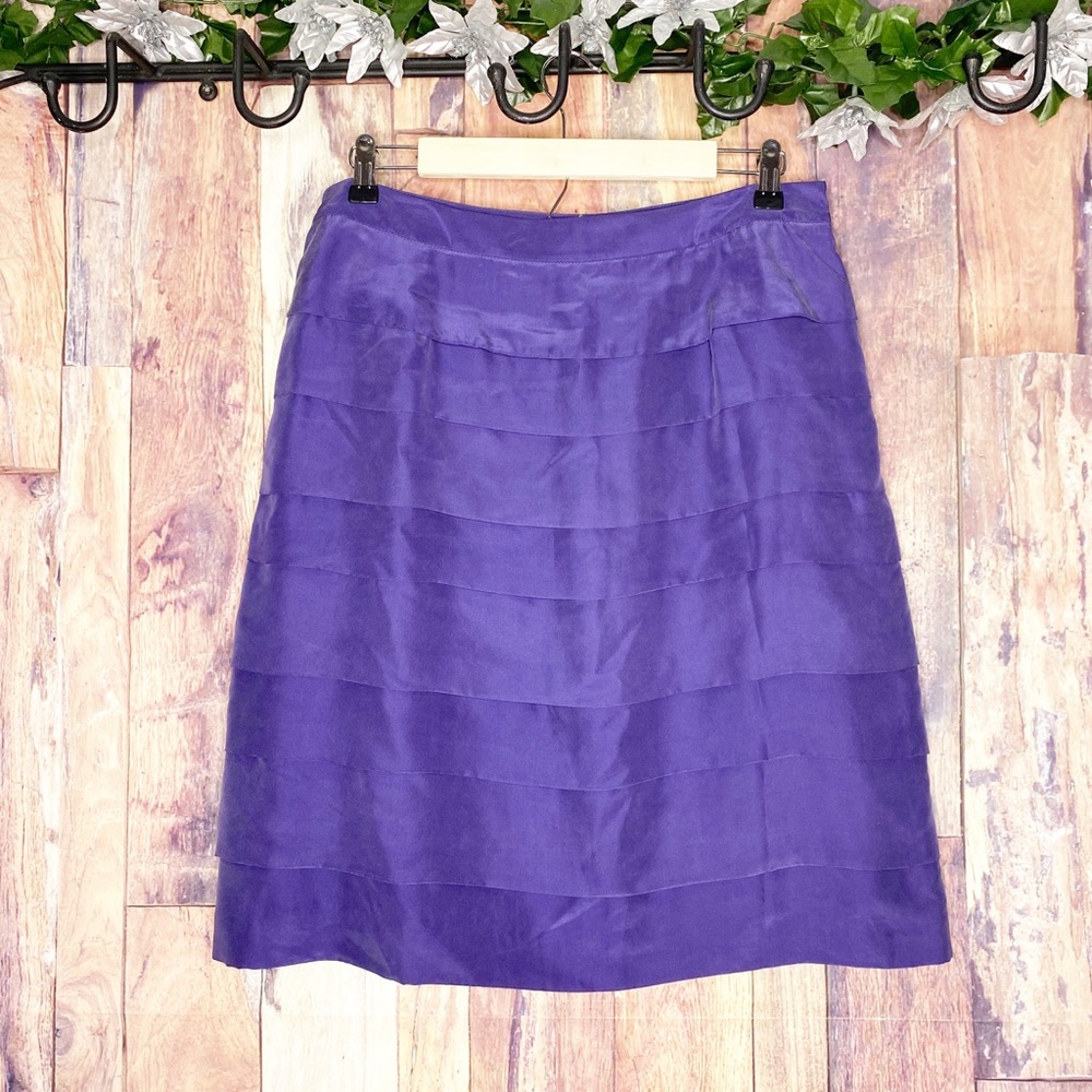 Boden purple tiered silk skirt